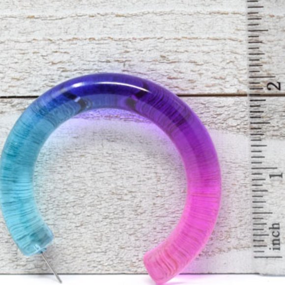 2.25" BLUE, PURPLE, PINK OMBRE TRANSLUCENT HOOPS - Picture 6 of 12